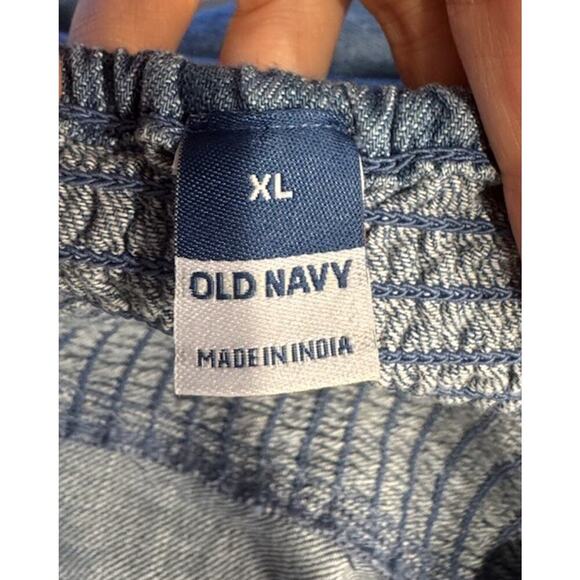 Old Navy Dress Women’s Size XL Square Neck MIDI Sleeveless Smocked Denim Coastal - Picture 7 of 8